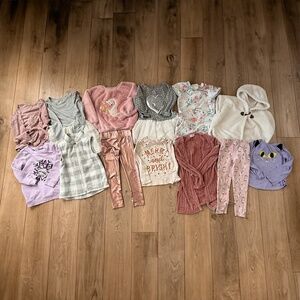 GIRLS PRETTY AND PREPPY PINK AND PURPLE FALL/WINTER CLOTHING BUNDLE SIZE4/5T